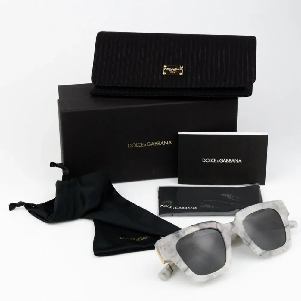 NEW D&G DG4413 342887 Grey Marble Grey Square Unisex Sunglasses